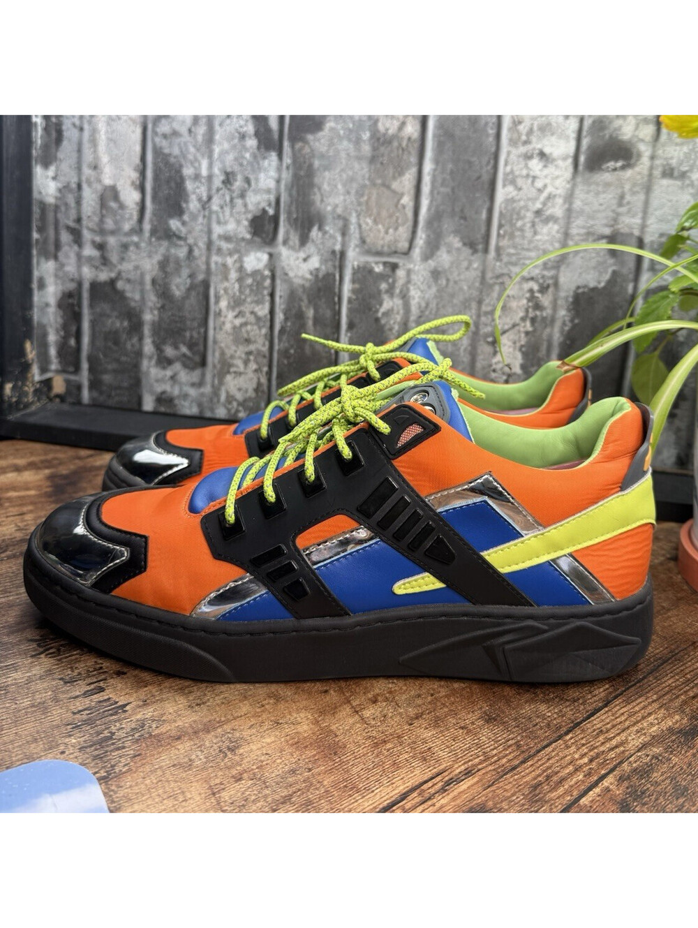 Hide&Jack Men’s Multicolor Colorblock Bullhide Leather Lace-Up Sneakers US 13